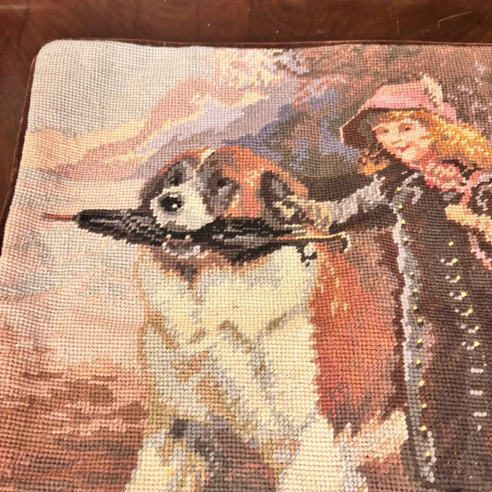 Needlepoint Pillow Cover Charles Burton Barber Off to School St Bernard 18